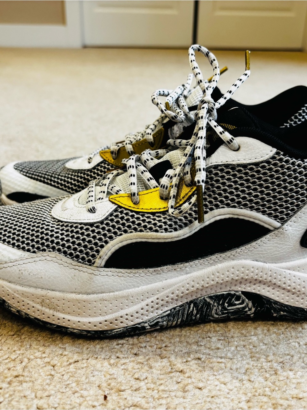 Under Armour Kids Mesh Sneakers in Black, White & Yellow